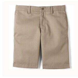 NWT Lands'‎ End School Uniform Boys Chino Shorts Size 20 Slim Khaki Flat Front